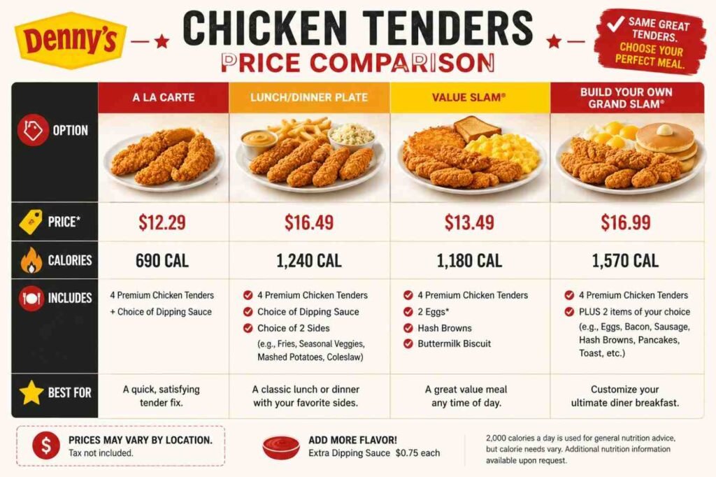 Denny's Premium Chicken Tenders Price – What You'll Actually Pay