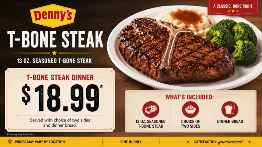 Denny's T-Bone Steak Price