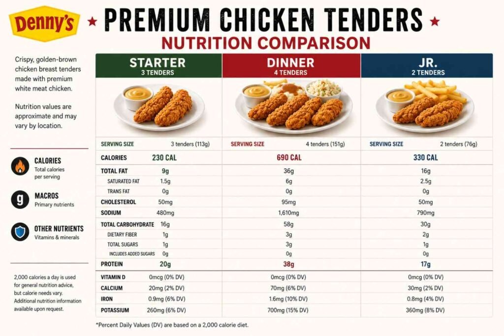 Jr. Premium Chicken Tenders – Nutrition (Kids Version)