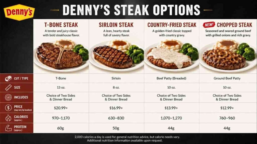 T-Bone Steak vs. Other Denny's Steak Options