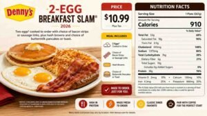 Denny’s 2-Egg Breakfast Slam Price, Calories & Nutrition Facts 2026