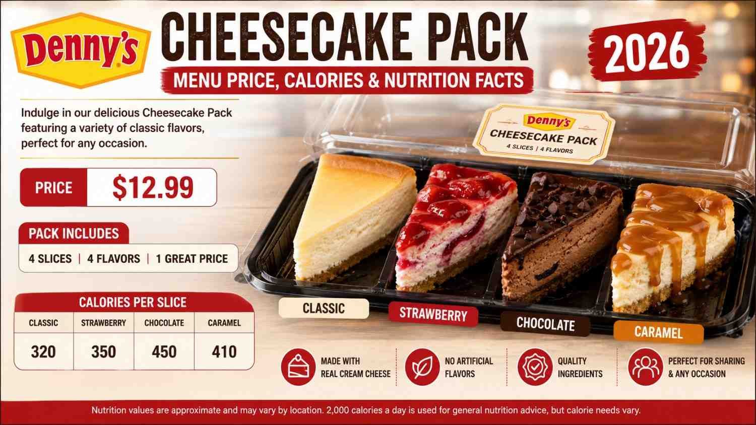 Denny's Cheesecake Pack Menu Price, Calories & Nutrition Facts (2026)