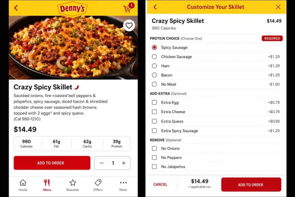 Denny's Crazy Spicy Skillet Menu Price