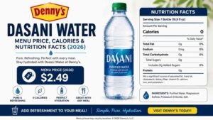 Denny's Dasani Water Menu Price, Calories & Nutrition Facts (2026)