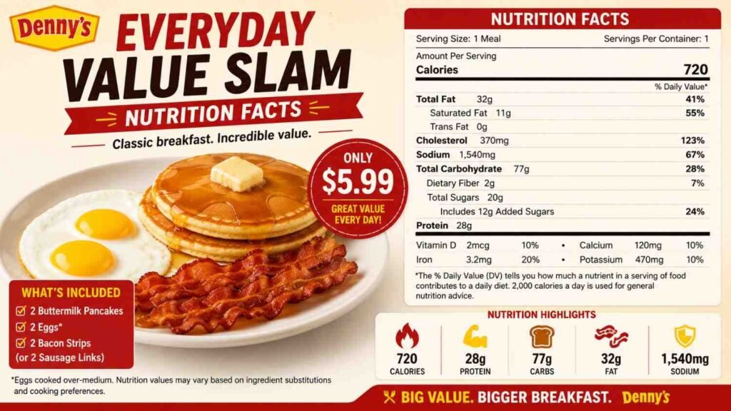 Denny's Everyday Value Slam Nutrition Facts