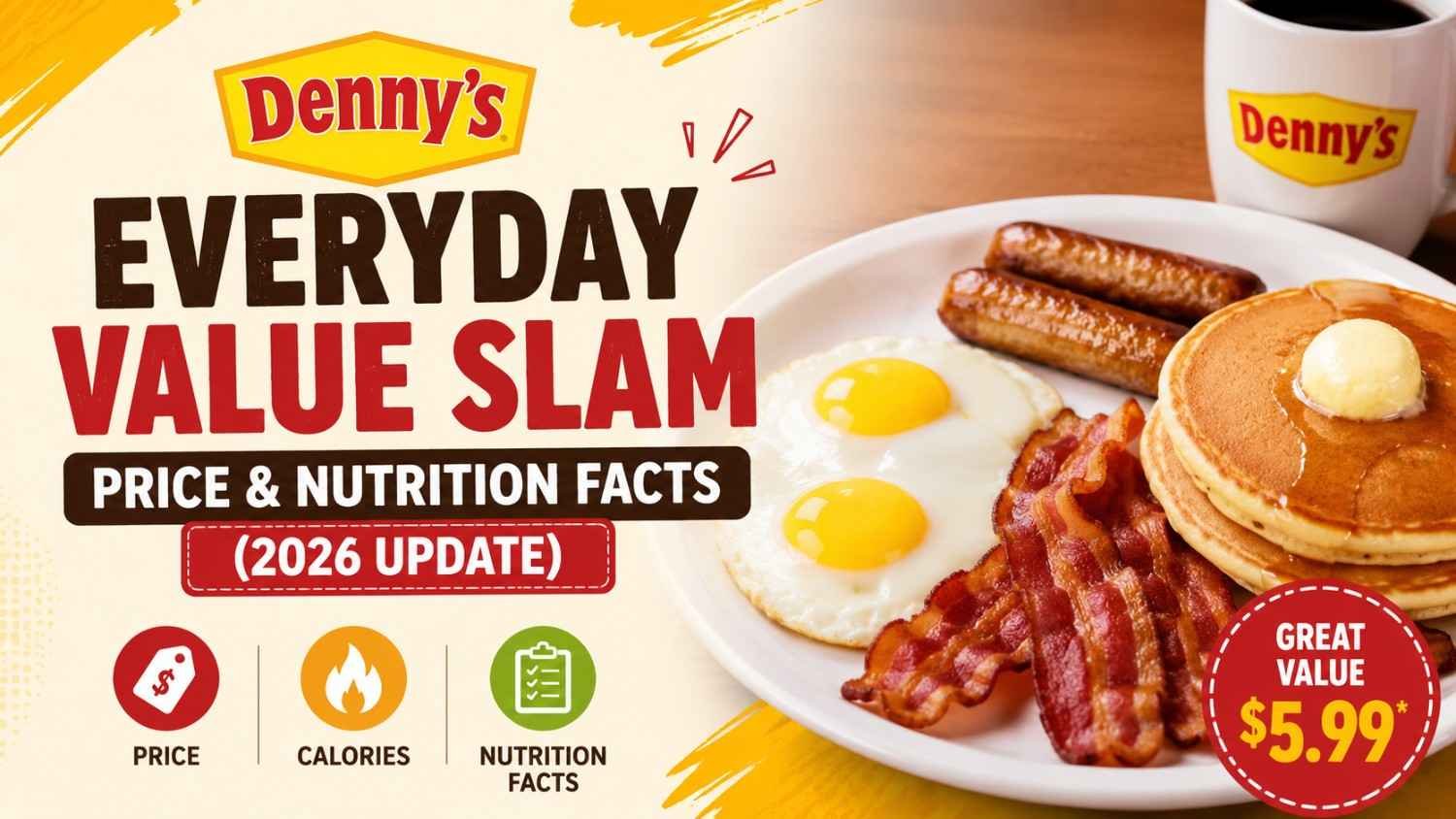 Denny’s Everyday Value Slam Price & Nutrition Facts (2026 Update)