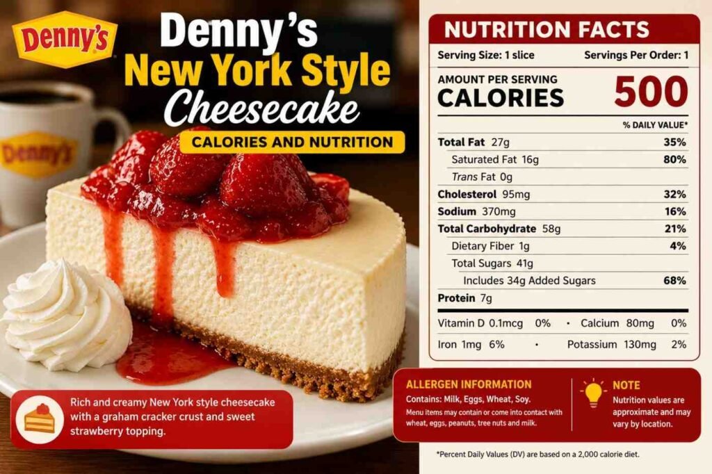 Denny's New York Style Cheesecake Calories and Nutrition
