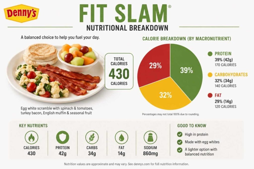 Full Nutrition Facts for Denny's Fit Slam