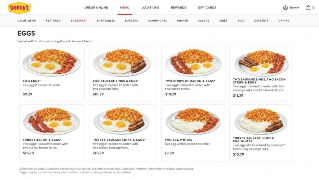 How Denny's Structures Its Egg Menu