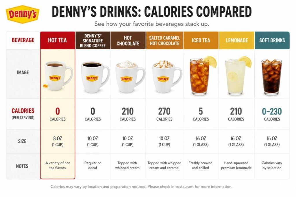 How Does Hot Tea Compare to Other Denny's Drinks?