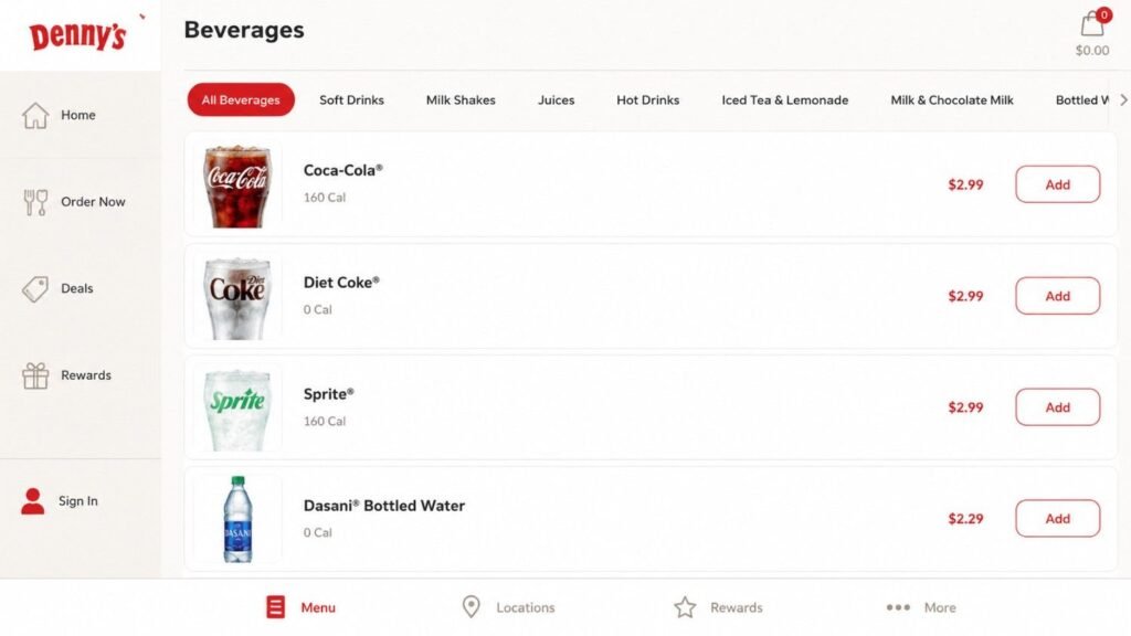 How Much Does Dasani Water Cost at Denny's